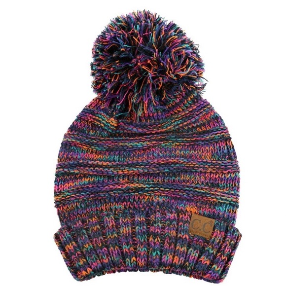 LAST ONE: Women’s oversized slouchy multi color pom pom beanie cute winter hat - Picture 5 of 5